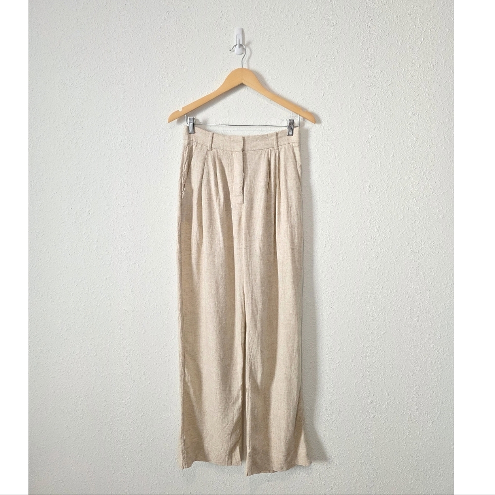 Abercrombie Neutral Linen Blend Wide Leg Pants 27/4